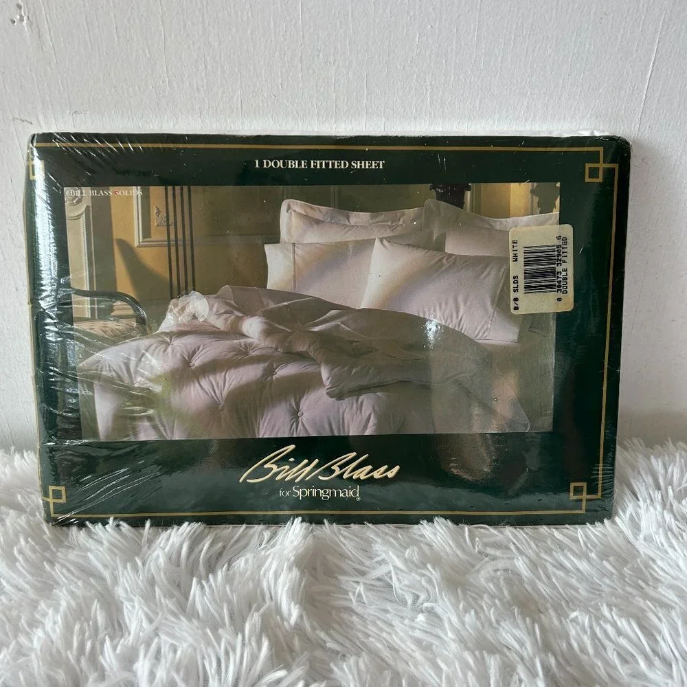 Bill Blass for‎ Springmaid Fitted Double Sheet White VTG Deadstock NEW